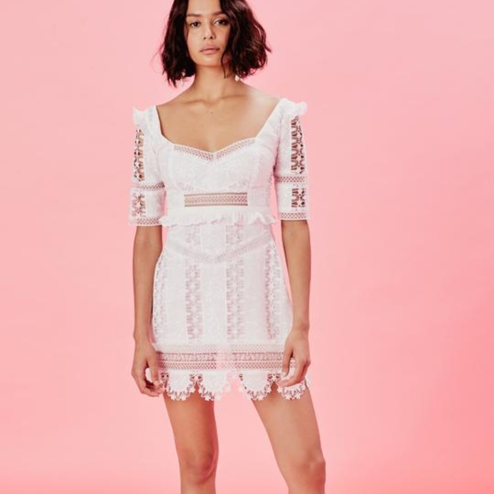 NWT For Love and Lemons White Embroidered Dress